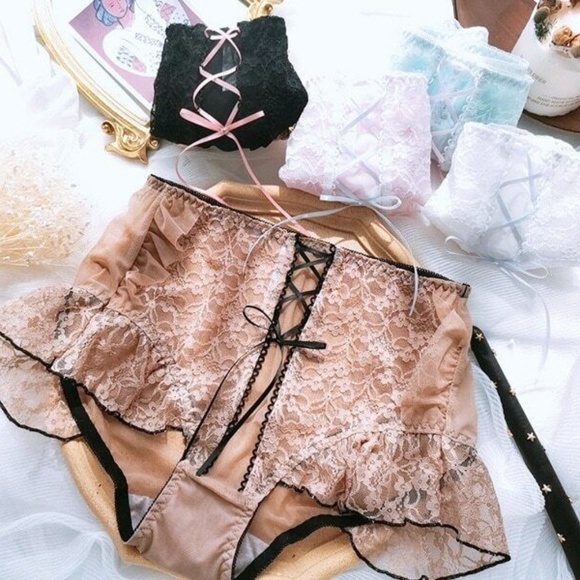 BLACK Plus size Lolita Kawaii Panties, Ruffle Lace Panties … - Picture 4 of 6